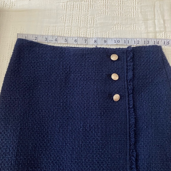 TALBOTS Navy Tweed Faux Wrap Pencil Skirt Size 2 - Picture 9 of 13
